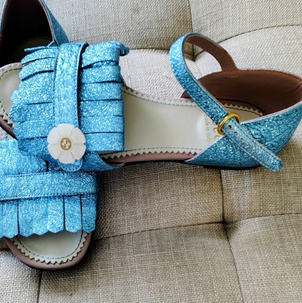 Gucci Blue Glitter Kids Sandals